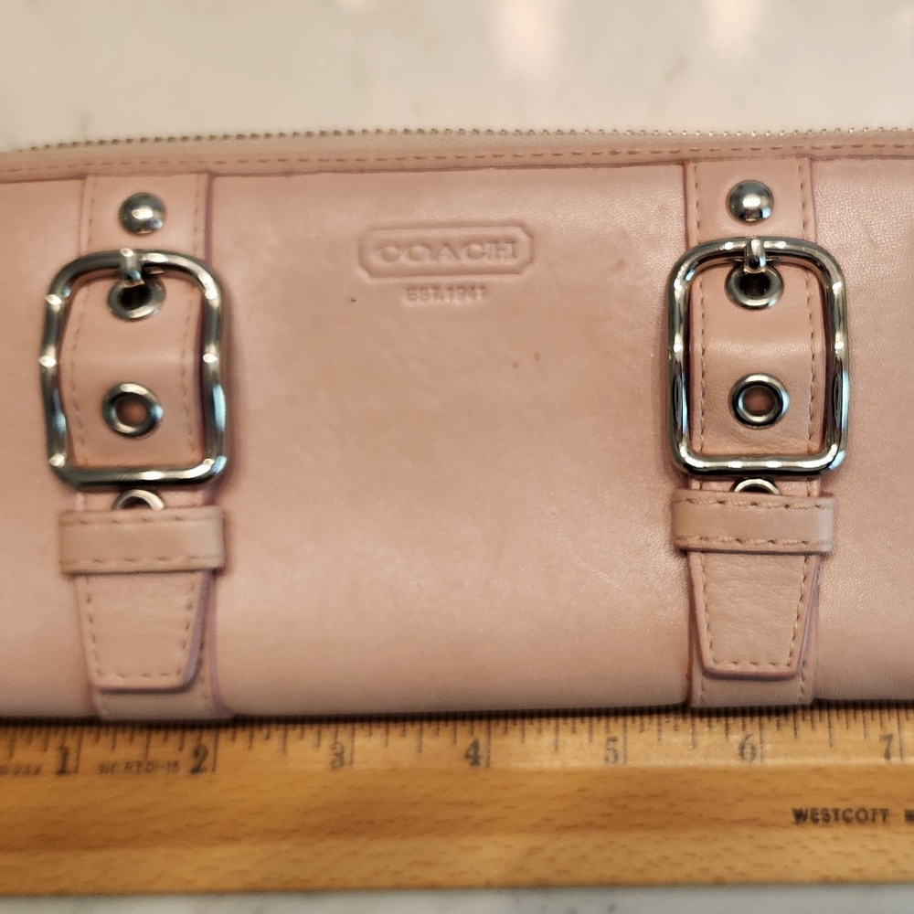 COACH Pink Leather Zip Wallet